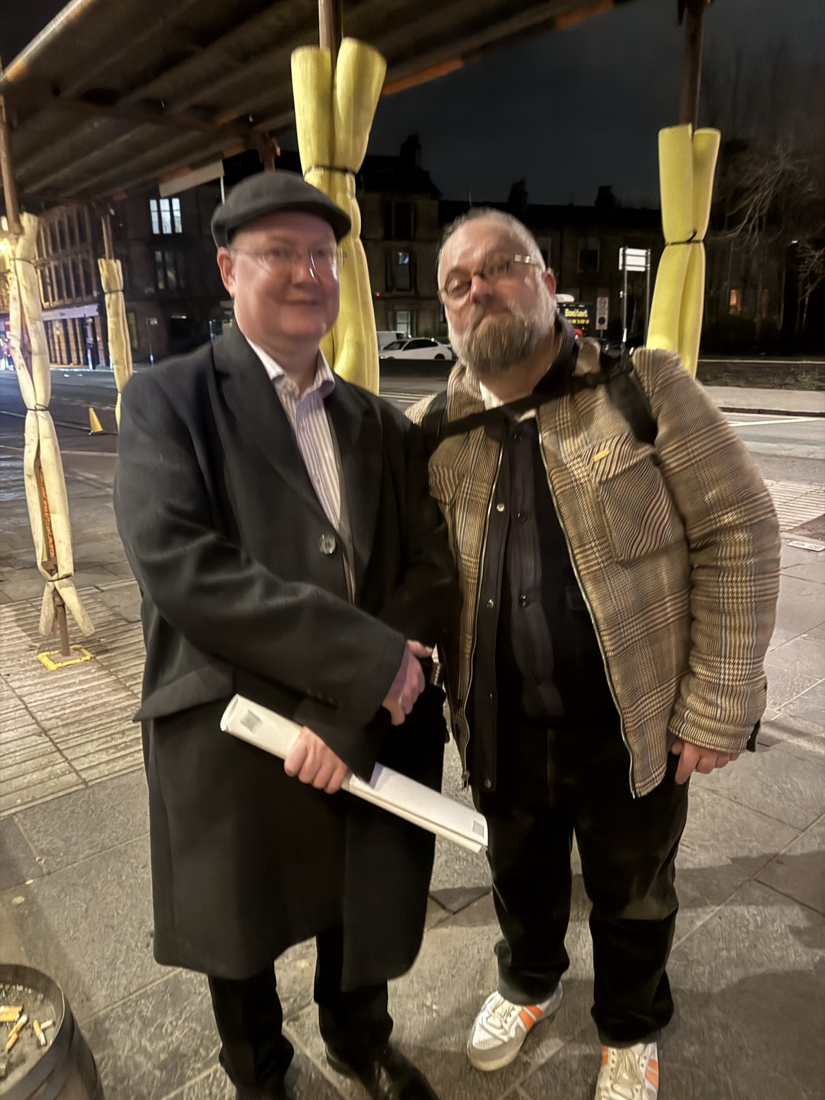 Andrew and Eric under some scaffolding