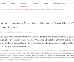 Screencap of Suchandrika's first article for Netribution in 2006 with title – "Look Who's Hawking - Meet Welsh Mountain Short Makers Alias McMahon & Jones"